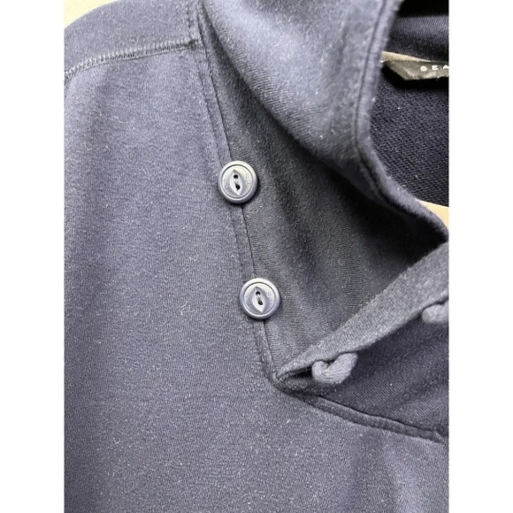 Sean John Sweater Mens‎ XL Varsity Navy Blue button stitched Retro Cowl Neck